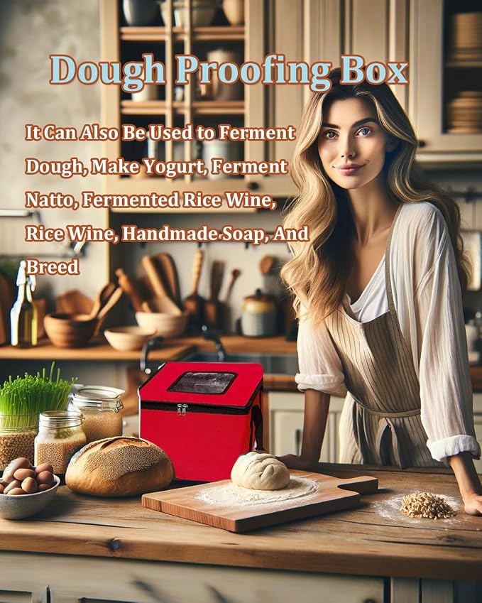 Electric Dough Proofer Box, Folding Fermentation Bag, Reusable Sourdough Starter Jar with Temperature Control – Essential Sourdough Bread & Yogurt Making Kit (S)
