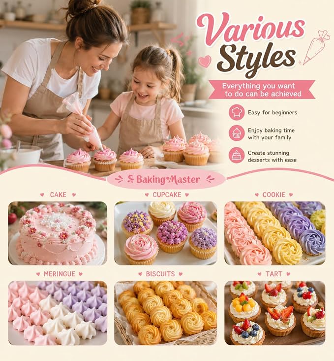 Piping tips large Cake Decorating tools, 5 pack Cake piping Nozzles Tips Kit - DIY Icing Nozzle Tool for Cupcakes