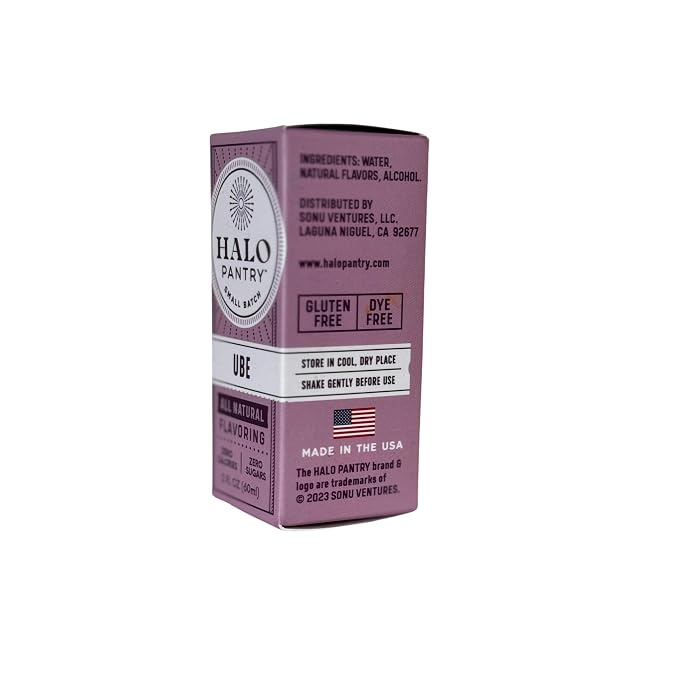 Natural UBE Flavoring Extract by HALO PANTRY (2oz bottle) | Colorless/Clear, Dye-Free, Sugar-Free, Gluten-Free, NO Sweeteners, NO Calories | Perfect for customizing ANY baking, candy, dessert or drink recipes (Ube)