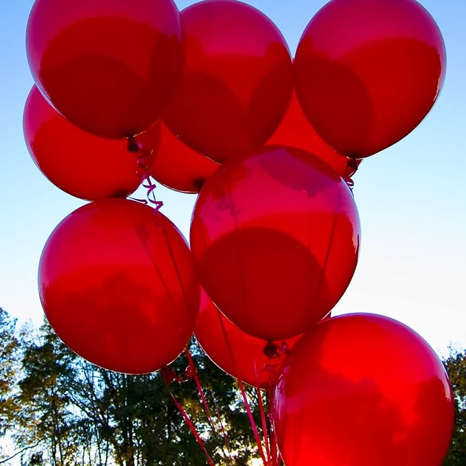 Voircoloria 105pcs Red Balloons 12inch Party Latex Balloons for Valentine's Day Birthday Christmas Baby Shower Wedding Anniversary Party Decorations