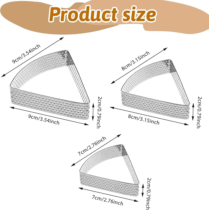 Scone Cutter Set of 3 (2.7, 3.1, 3.5 Inch) – Stainless Steel Fan-Shaped Biscuit Mold Triangle Cookie Cutter Baking Tool for Scones Pastries Desserts
