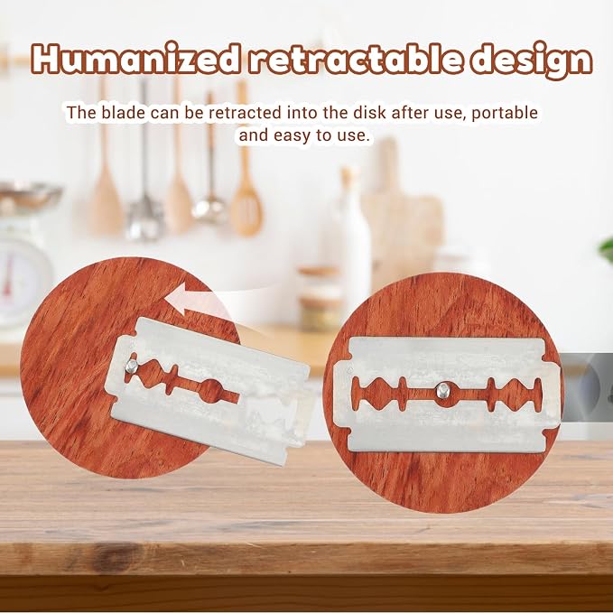 Gjinxi Bread Lame Sourdough Scoring Tool, Wooden Dough Scoring Knife with 5 Razor Blades, Ergonomic UFO Bread Lame Knives Sourdough Razor Scorer Breads Bakers Slashing Baking Tool
