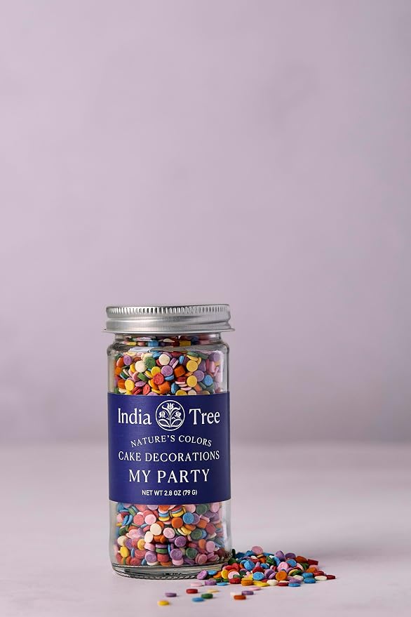 India Tree Nature’s Colors My Party Sprinkles, 2.8 oz Glass Jar