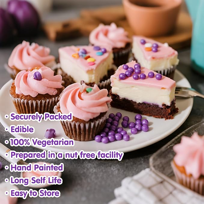 Edible Purple Pearl Sprinkles for Cake Decorating,Pearls Sugar Sprinkle,130g/4.58oz Mix Size,Baking Edible Cake Decorations Candy,Cupcake Toppers,Cookie Decorating Donuts Ice Cream Toppings,Wedding Birthday Party Supplies