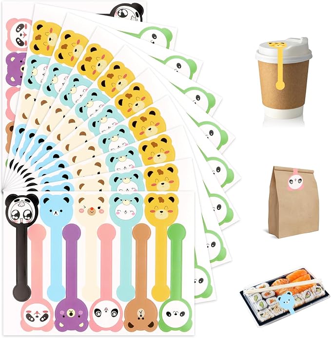 400Pcs Handmade Food Baking Seal Stickers Labels,Cute Animal Long Label Bakery Stickers,Self Adhesive Goods Bakery Sticker Sealing Tamper Proof Sticker for Pastry Bags Lollipops Candy Cake