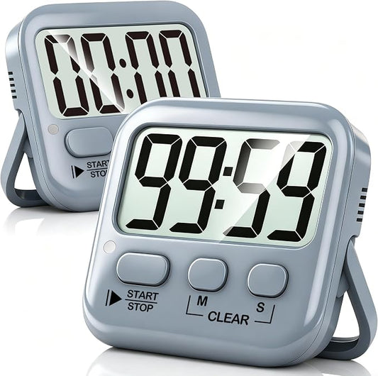 Antonki 2 Pack Digital Timer for Kids, Magnetic Countdown Kitchen Timers for Cooking, Egg, Classroom, Teacher, Exercise, Study, Oven - Battery Included