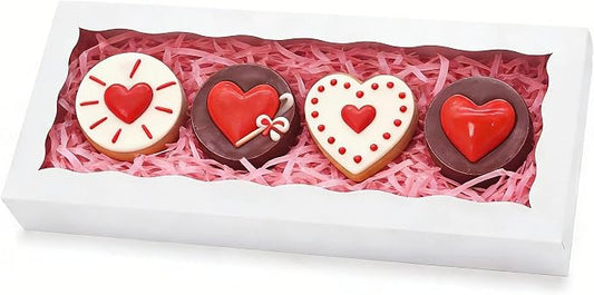 XINHPKGG 5pcs Cookie Boxes with window 12 x 5 x 1.5 Inch Bakery Boxes Treat Box Dessert Box for Wedding Party Favors - White