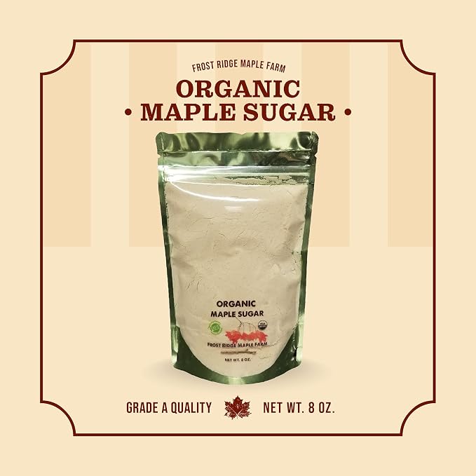 Frost Ridge Maple Farm Powdered Granulated Organic Maple Sugar, Grade A, 8 oz.