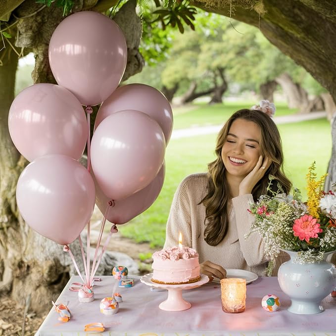 Jobkoo Boho Blush Pink Balloons - 12 Inch, 100 Pack Retro Vintage Latex Helium Balloons for Girl Baby Shower Anniversary Wedding Birthday Party Decor