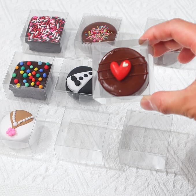 RomanticBaking Clear Single Chocolate Macaron Box, 50pcs, 2.17"×2.17"×1.38" | Wedding Favors, Baby Shower, For Cookies Ore Cookies Donut Candy