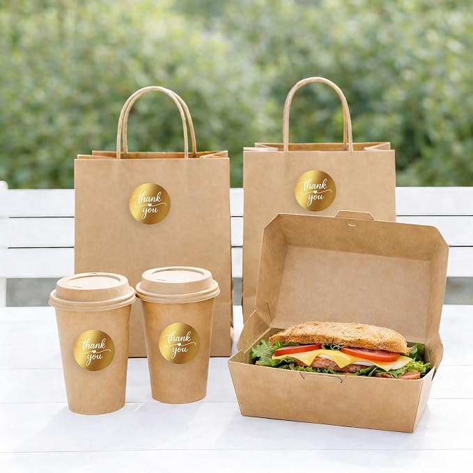 1.5 Inch Round Gold Foil Thank You Stickers – 204 Pcs Elegant Thank You Stickers for Packaging, Small Business, Envelope Seals, Bakery, Wedding Favors