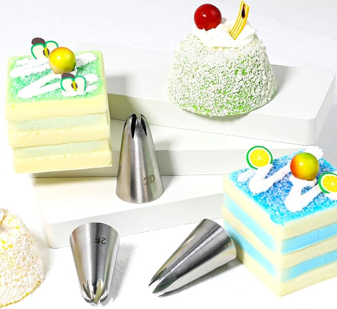 3pcs 1M 2D 2F Cake Piping Tips, Cake Decorating Supplies Piping Tips | Piping Nozzles Decorating Tips, Baking Tools for Buttercream, Icing, Birthday Cake, Cupcake, DIY Art