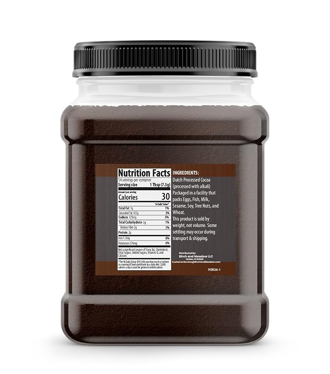 Birch & Meadow Black Cocoa Powder, Unsweetened, Dutch Processed, Baking (14.4 Ounce)