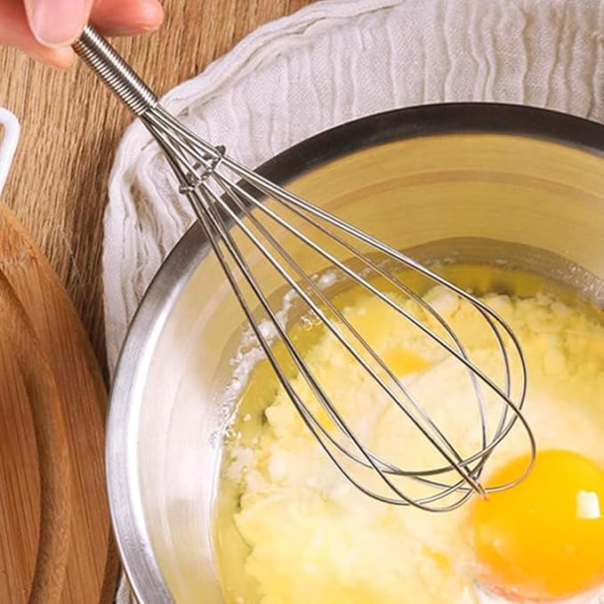 Digead Mini Wire Whisk, 8 Inch Small Whisk for Cooking - Ergonomic Spiral Handle, 304 Stainless Steel - Lightweight Mixing Tool for Sauces, Eggs, Pancake Batter, Coffee, Matcha – Silver