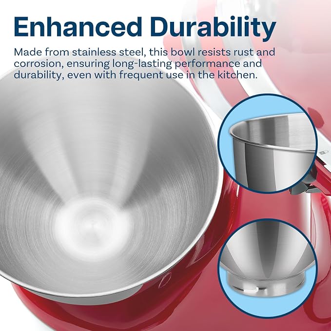 Mixer Attachments for KitchenAid 4.5–5 Quart Tilt-Head Stand Mixers – Compatible with Artisan & Classic – Beaters, Whisks, Dough Hooks & Attachment Sets by MMOBIEL (Mixer Bowl, Stainless Steel)