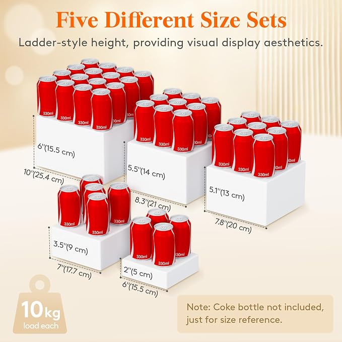 Lifewit 12 PCS Buffet Risers and Stands, Up to 25 cm/10" Food Risers for Buffet Table, Catering Dessert Cake Holder for Party, Collectibles Jewelry Display Shelf, Nesting Cube Boxes, (6",6",7",7.8",8.3",10")White
