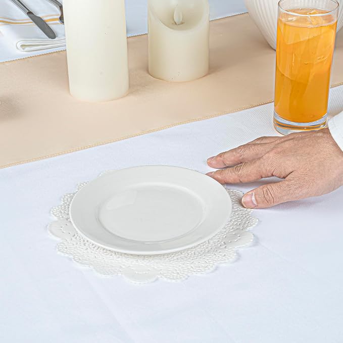 Restaurantware Paper Doilies 100 Pack of 8 Inch Lace Disposable Table Decor White Round Shape Decorative Presentation