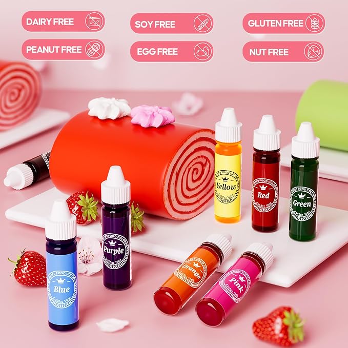 Oil Based Food Coloring for Chocolate, 8 Food Coloring Set for Valentine's Day Cake Decorating - Nomeca Food Grade Edible Food Dye for Baking,Candy Melts Cookies Fondant - .35 Fl. Oz Bottles