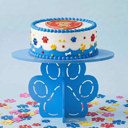 Lallisa 12" Dog Paw Cake Stand Bule 3D Pet Dog Party Decorations with Puppy Paw Base PVC Dessert Holder Centerpieces for Baby Shower Birthday Animal Party Supplies
