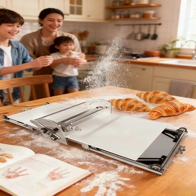40.9''x15.5" Folding Dough Sheeter with Sheeter Board Manual Dough Roller Machine Stainless Steel Sheeter Thickness Adjustable,Suitable for home and commercial use