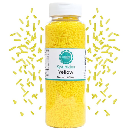 O’Creme Yellow Sprinkles – 6.3oz for Cake Decorating – Kosher Pastel Sprinkles for Cupcakes, Cookies, Cakes, Ice Cream – Easy-Pour Jar
