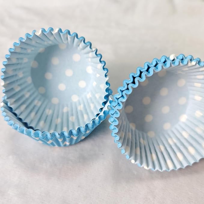 Baby Blue Polka Dot Birthday Paper Muffin Cupcake Liners case Baking Cups 100 pcs,Standard Size 2x1.25inch