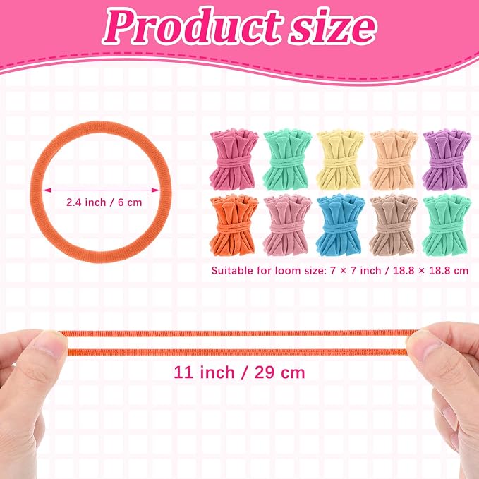 Kifmurase 1000 Pcs Refill Loops for 7 Inch Weaving Loom, 10 Colors Loom Loops for Potholder Making, Elastic Weaving Loop Craft Flexible Loom DIY Kit Craft Bands for Adults DIY Projects Gifts (Macaron)