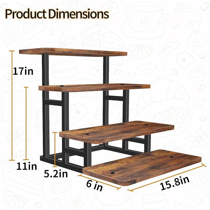 Lilybud--lily Cupcake Stand for 50 Cupcakes, 4 Tier Wooden Risers Display Stands Stepped Dessert Table Display Set with Metal Frame Tiered Tray Stand Serving Trays for Party Farmers Market Display