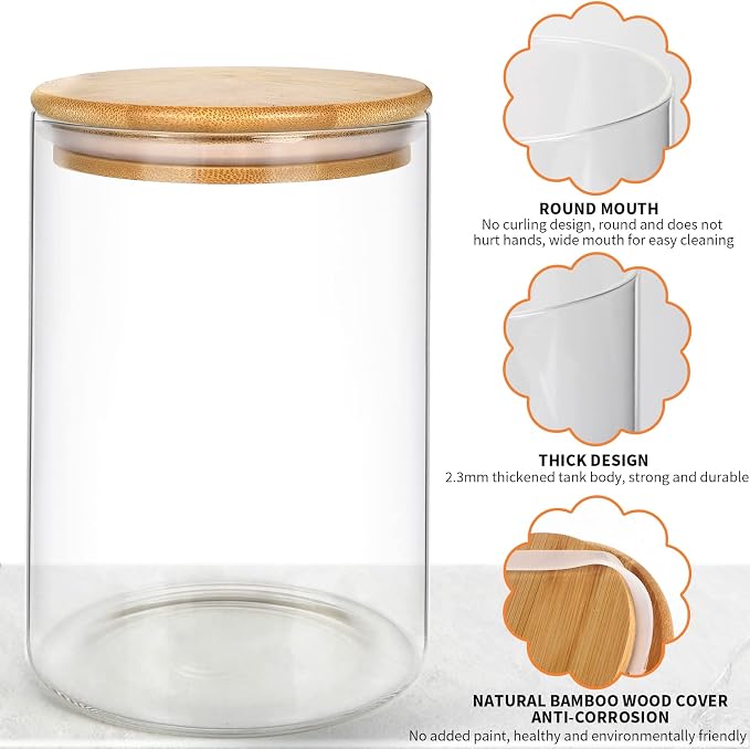 Kmise Sourdough Starter Jar, 34 Oz DIY Pro Glass Sourdough Starter Jar Kit With Thermometer, Silicone Spatula, Blackboard Stickers and Cutter