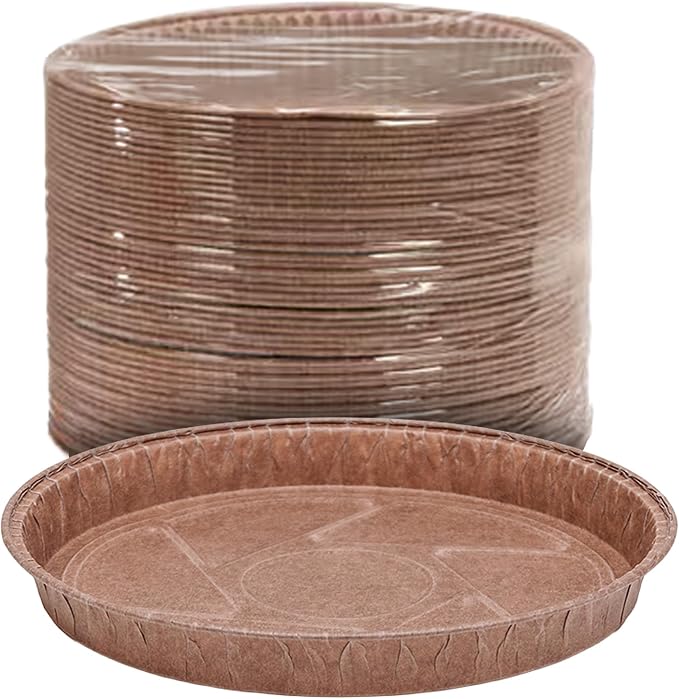 Round Paper Pie Molds – 4-Inch Disposable Baking Pans – 50 Silicone Coated Mold Set for Sweet & Savory Pies, Tart, Quiche & Cake, Brown
