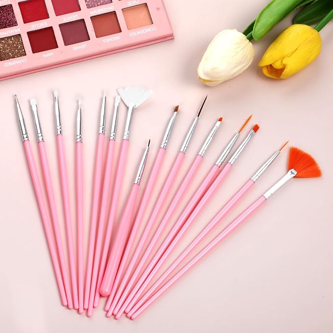 15 Pcs Food Safe Paint Brushes, Pink Sugar Cookie Decorating Brushes Kit Multifunctional Cake Decorating Food Grade Paint Brush for Professionals Beginners Making Candy Cakes Cookie DIY Crafts