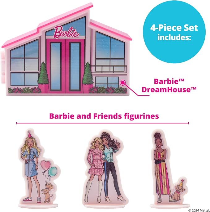 DecoSet Barbie Dreamhouse Adventures Cake Topper, 4 Piece Decoration With Dreamhouse and Friends, for Birthday Cake, Ready to Use