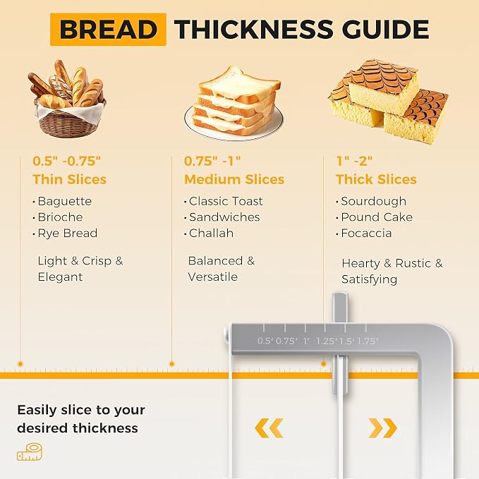 Bread Knife for Homemade Bread, Sourdough Bread Knife with Thickness Guide, Upgraded Adjustable Bread Slicer for Sourdough & Baguette, Ideal Gifts for Bakers