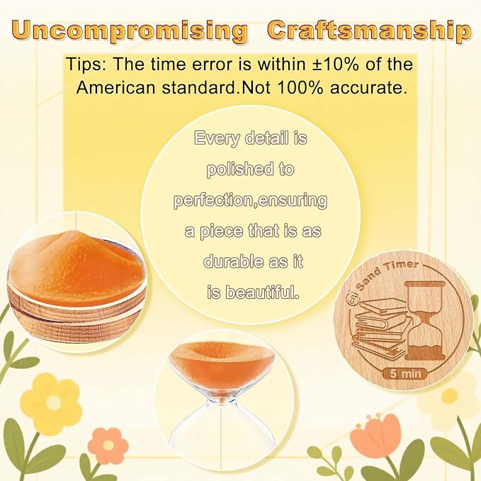 CNCJ 60 Minute Wooden Sand Timer, Hourglass Orange Small Sand Clock Reloj De Arena for Desk Decor Kitchen Classroom Office Study Home Decoration