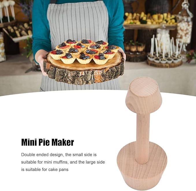 Wooden Tart Tamper, Double Side Pie Pastry Dough Tamper, Egg Tart Pan Mold DIY Cake Pastry Baking Tool for Mini Egg Tart, Cheesecakes, Pasta and Dessert Baking