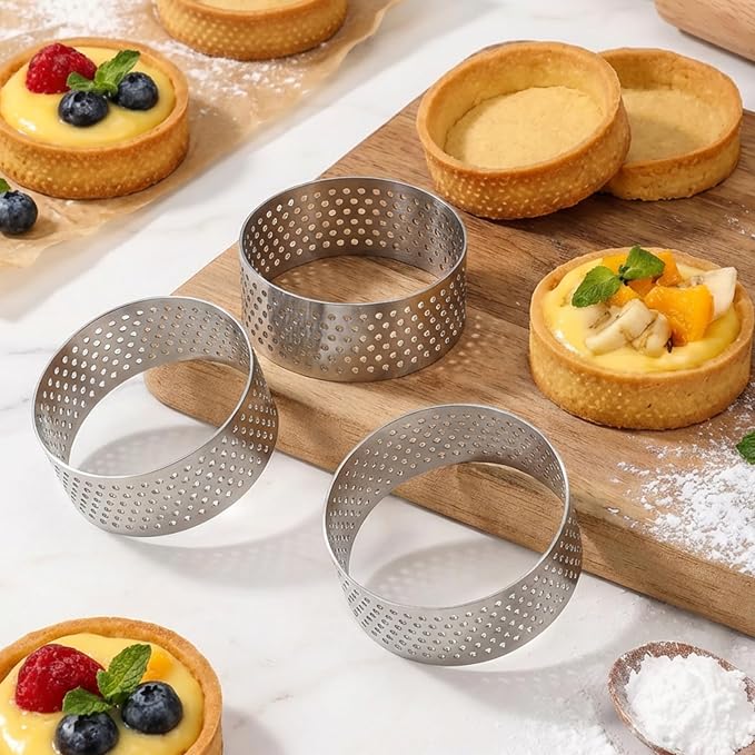 32 Pack 2 Inch Stainless Steel Tart Ring, Crumpet Rings Cake Ring Heat-Resistant Cake Mousse Rings Metal Pastry Mold for Dessert Baking Cooking Pastries