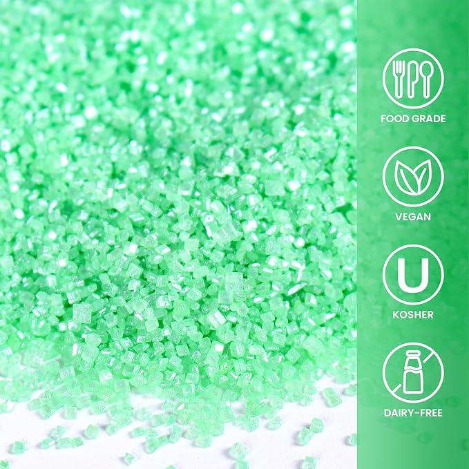Green Sanding Sugar Sprinkles, 4.02oz Easter Green Edible Glitter Sprinkles for Cake Decorating Cupcake Toppers Baking Drinks Cookie Ice Cream Dount Chocolate Christmas