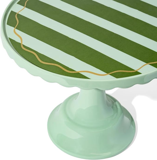 Light Green/Dark Green Stripe Cake Stand for Celebrations by Emergency Confetti – Charming Tiered Display for Desserts at Birthdays Weddings & Gatherings – For Sturdy Stylish & Thoughtful Presentation