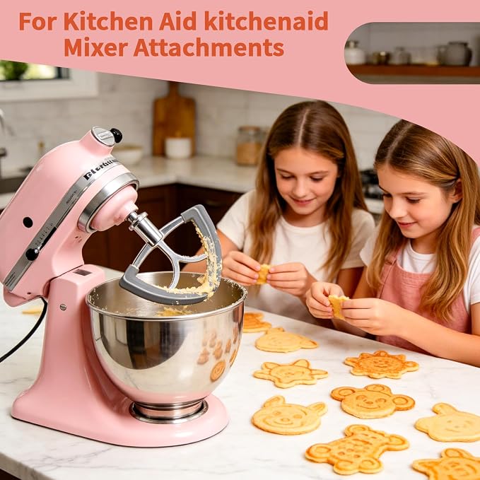 Stainless Steel Flat Beater for KitchenAid 4.5-5 Qt Tilt-Head Stand Mixer, Flex Edge Paddle Attachment with Silicone Scraper, Fits KitchenAid Mixer Accessories & Attachments, Dishwasher Safe