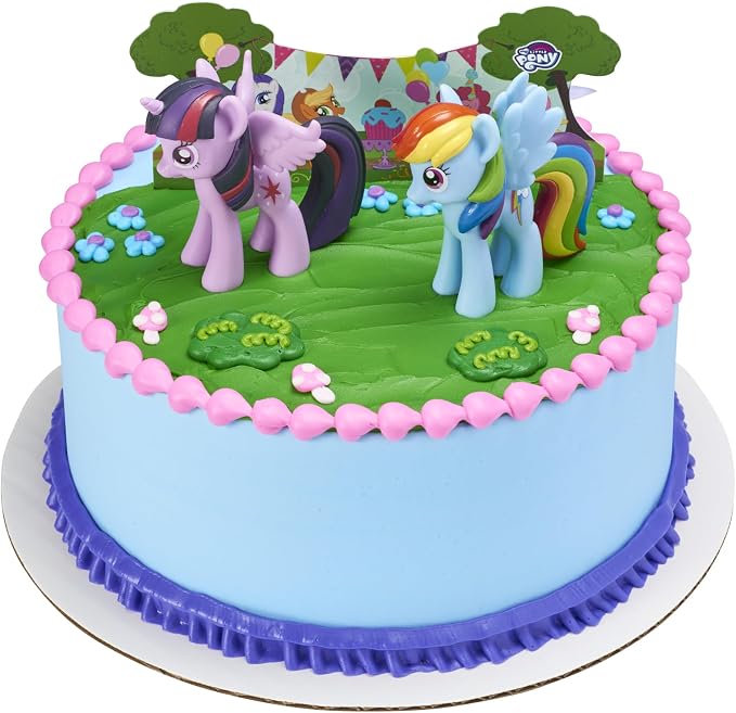 DecoPac My Little Pony Cake Topper, 3-Piece Cake Decorations with Rainbow Dash and Twilight Sparkle Ponies for Fun After the Birthday Party, 3"