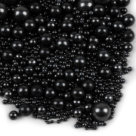 Black Sprinkles for Cake Decorating 3.5 Ounces, Edible Sugar Pearls Mixing Sizes for Cupcake Topper, Cookies, Ice Cream Toppings Cake Decorations for Party Celebrations