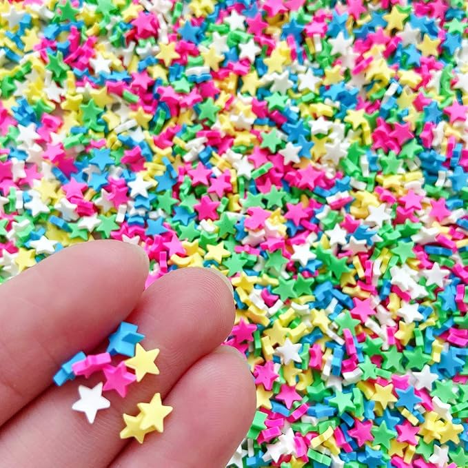 EHOPE 100G Fake Sprinkles Polymer Sprinkles Faux Sprinkles Resin Sprinkles Clay Sprinkles For Resin Fake Candy Sprinkles for Nail Art DIY Crafts Cake Phone Case (100G Pentagram-5)