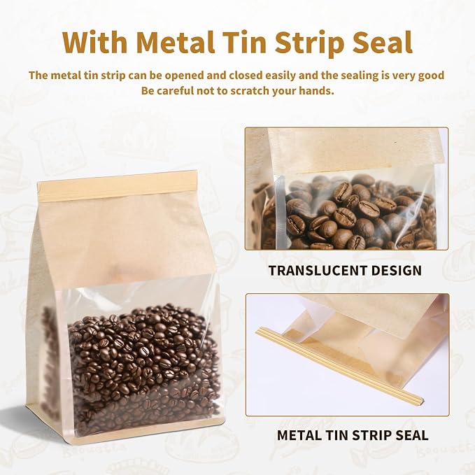 100 Pack Bread Bags with Tin Tie，Small Bakery Bags with Clear Window，Bagel Bags，Cookie Bag for Bakery, Homemade Bread，Popcorn，Cookies，Coffee Bean