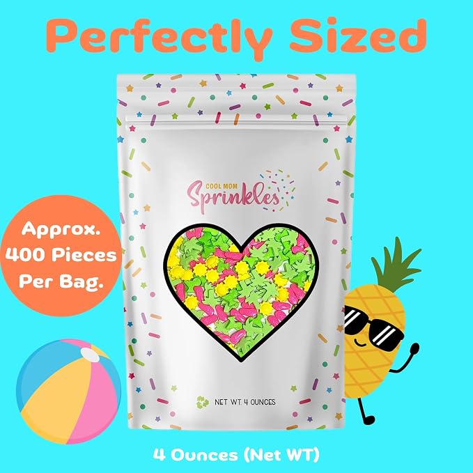 COOL MOM SPRINKLES Toes In The Sand Sprinkles (4 oz.) – Sandal, Sun, Palm Tree Sprinkles for Decorating Summer Cakes, Cupcakes, Cookies & Desserts – Mixed in the USA/Gluten-Free