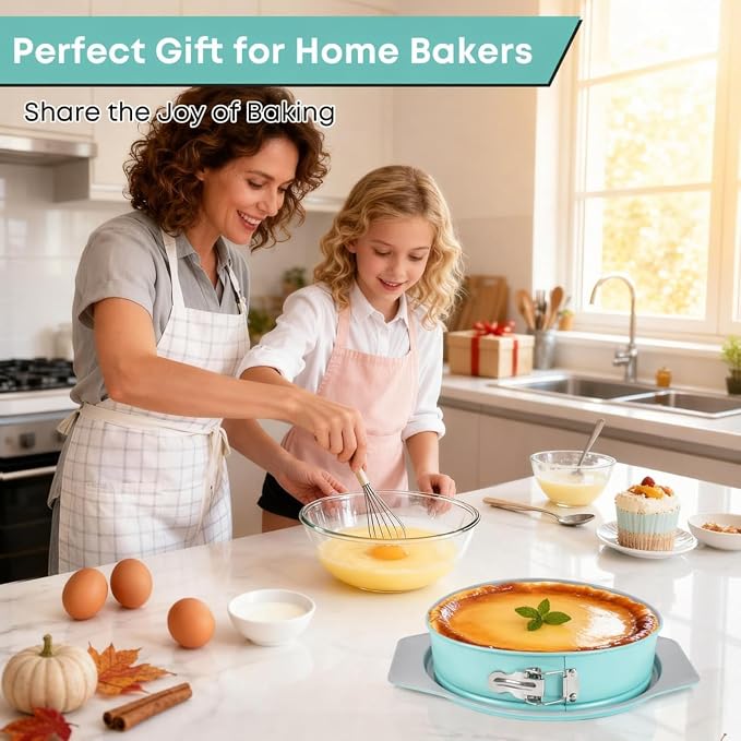 9 Inch Springform Pan, Nonstick Leakproof Cheesecake Pan with Wide Grip Handles, PFOA & PFAS Free Carbon Steel, Groove-Seal Base, Oven Safe to 450°F