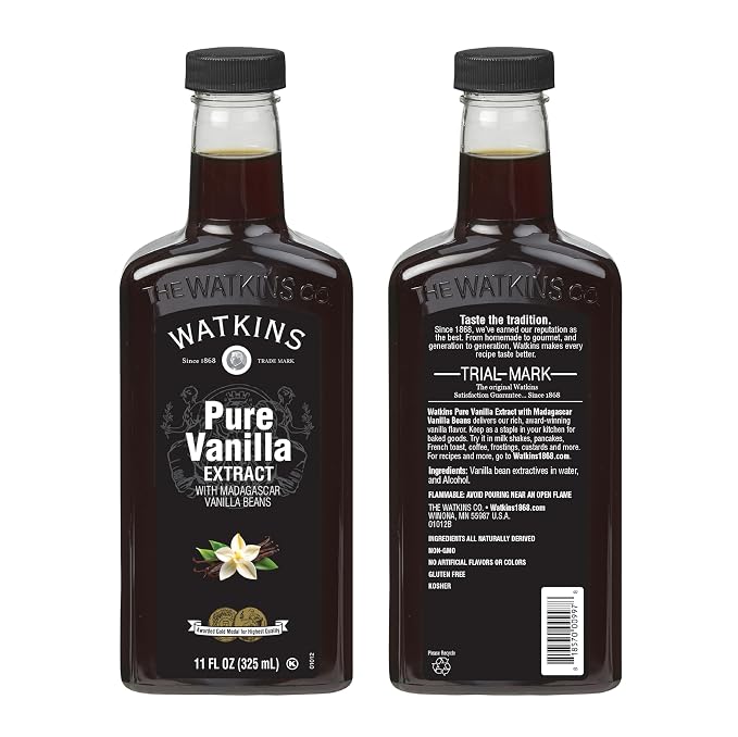 Watkins Pure Vanilla Extract, with Madagascar Vanilla Beans, Non-GMO, Kosher, 11 oz. Bottle, 1-Pack