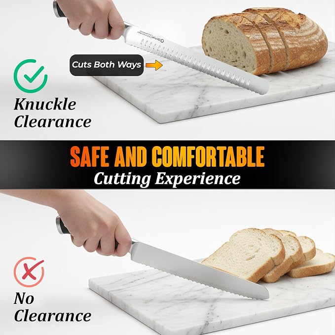 Bread Knife 10.6 Inch Serrated Blade for Homemade Sourdough Bread Ultra Sharp Stainless Steel Full Tang with Ergonomic Handle Artisan Professional Series with Luxury Gift Box