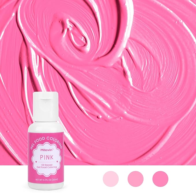 2 Colors Oil Based Food Coloring for Chocolate, Candy Pink Coloring, Red Food Coloring for Cake Decorating, Sugar, Candy Melts, Baking, Cookies, Icing Frosting, Meringues, Cream 0.7 Fl. Oz/bottle(Candy Pink, Red)