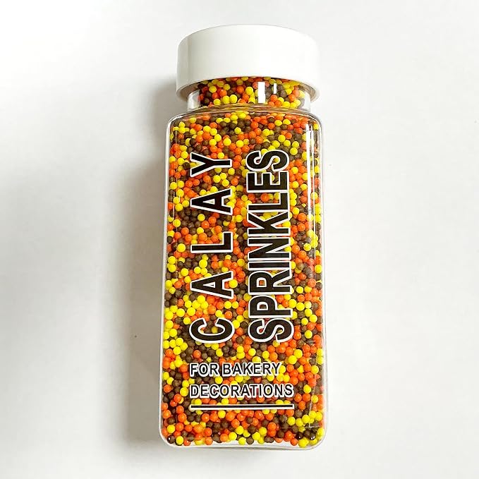 Homipooty 2mm Mini Pearls Orange Sugar Sprinkles 110g/3.88oz Edible Autumn Nonpareils Sprinkles Cupcake Toppers Cookie Ice Cream and Cake Decorations Valentines Day Halloween Christmas Supplies