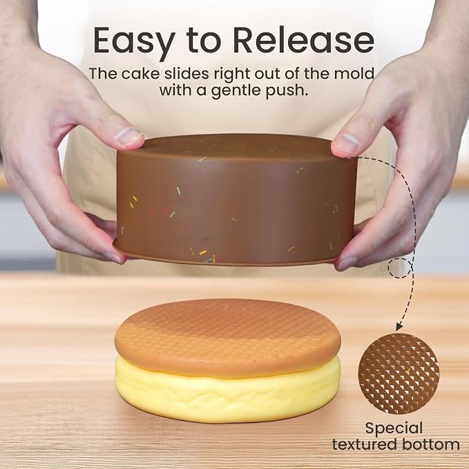6 Inch Silicone Cake Pan, 4 Pcs Silicone Round Cake Pans, Nonstick Baking Mold BPA Free Dishwasher Safe, Great for Layer Cake, Cheese Cake, Chocolate Cake